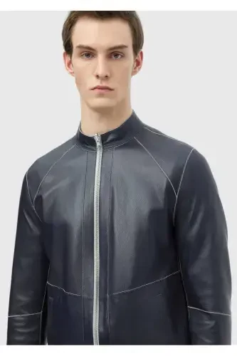 Light Gray Leather Jacket - 6