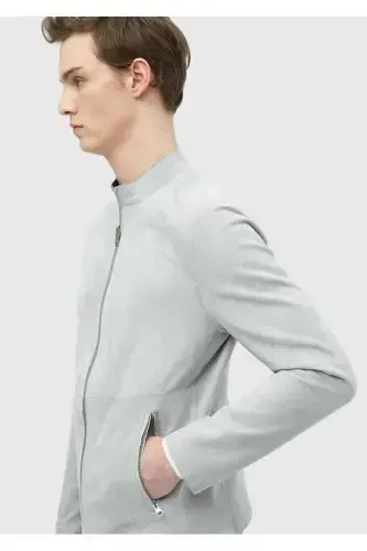 Light Gray Leather Jacket - 7