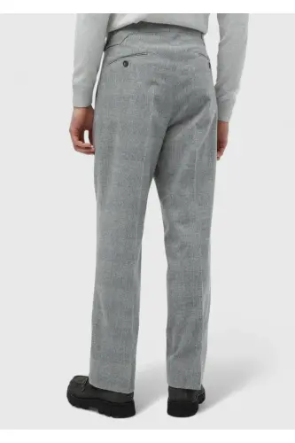 Light Gray Patterned Woven Casual Wool Blend Trousers - 5