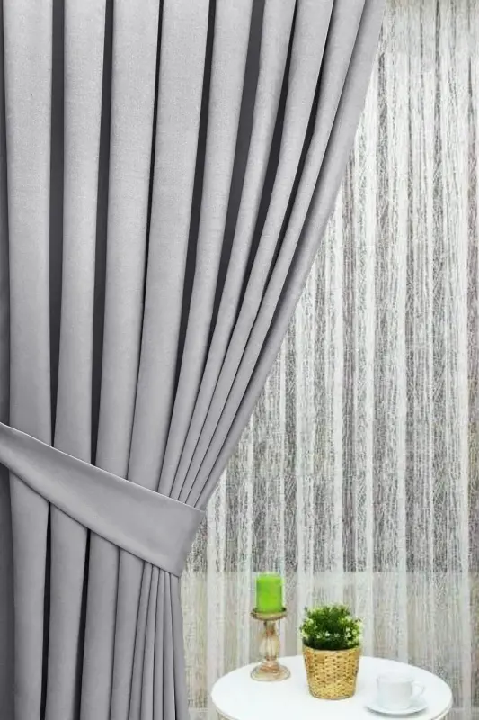 Light Gray Pleated Velvet Curtain High Quality Single Panel-Light Gray - 4