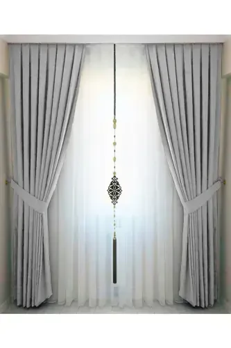 Light Gray Pleated Velvety Background Curtain High Quality Single Panel-Light Gray - 1