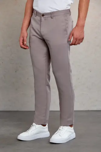 Light Gray Slim Fit Patterned Side Pocket Canvas Pants - HATEMOĞLU (1)