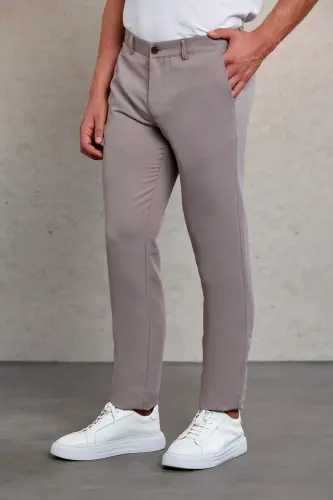 Light Gray Slim Fit Patterned Side Pocket Canvas Pants - 4