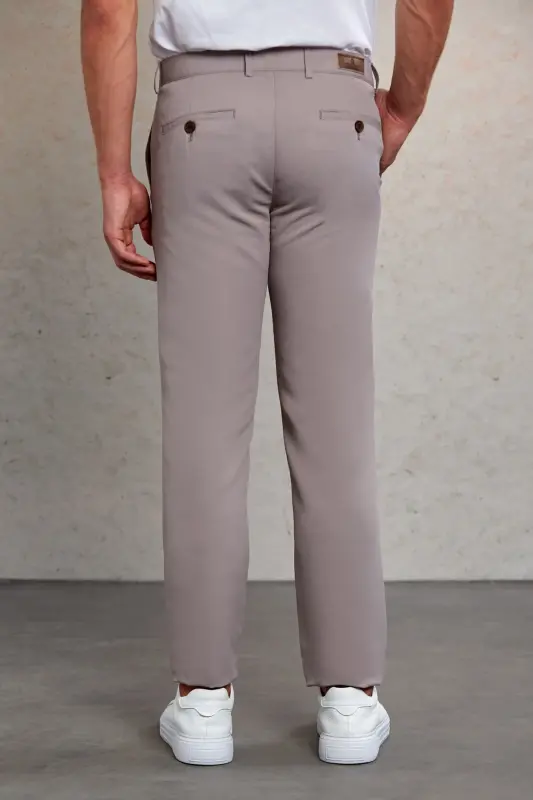 Light Gray Slim Fit Patterned Side Pocket Canvas Pants - 5