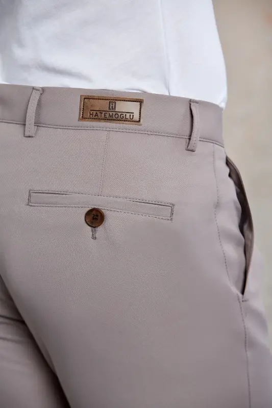 Light Gray Slim Fit Patterned Side Pocket Canvas Pants - 6