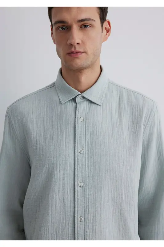 Light Green Shirt Regular Fit / Regular Cut 0211518-70148 - Gray-70148 - 5