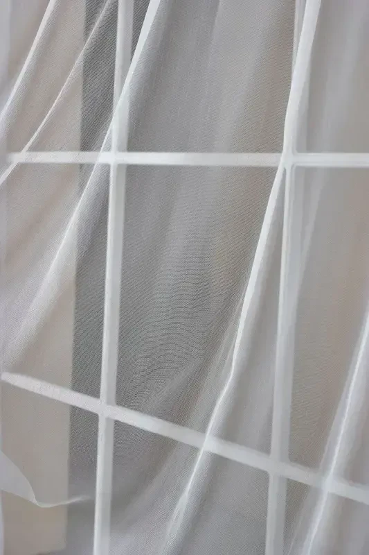 Light Grey High Quality Non-Iron Plain Tulle Curtain Turner - Non-Pile - Shirring Tape - Light Grey - 3