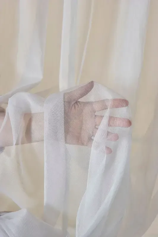 Light Grey High Quality Non-Iron Plain Tulle Curtain Turner - Non-Pile - Shirring Tape - Light Grey - 4