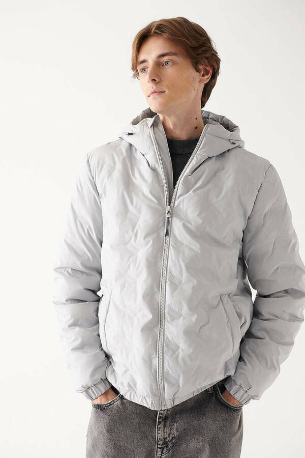 Light grey hooded men's jacket (0110135-70074) - 2