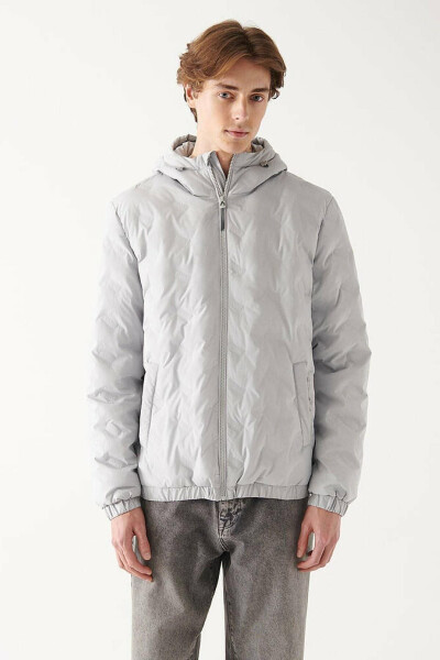 Light grey hooded men's jacket (0110135-70074) - 3