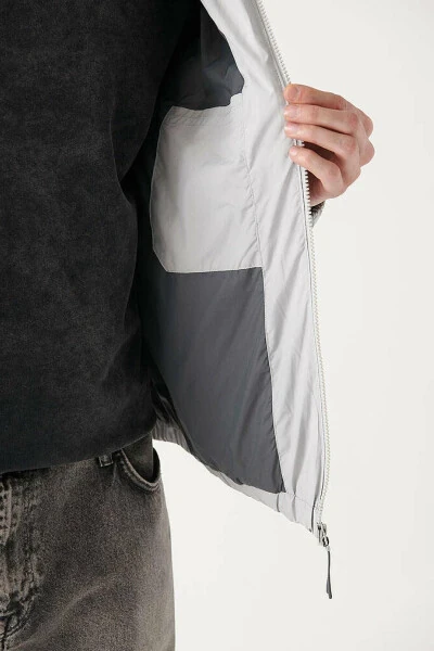 Light grey hooded men's jacket (0110135-70074) - 5