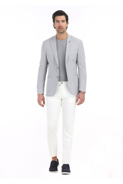 Light Grey Micro Zeroweight-slim Fit Cotton Blend Knit Jacket - 1