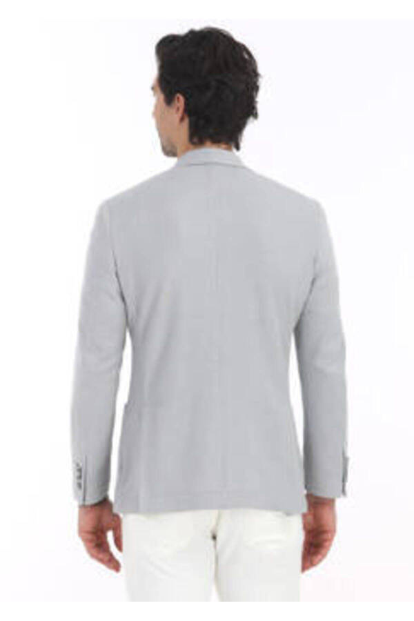 Light Grey Micro Zeroweight-slim Fit Cotton Blend Knit Jacket - 5