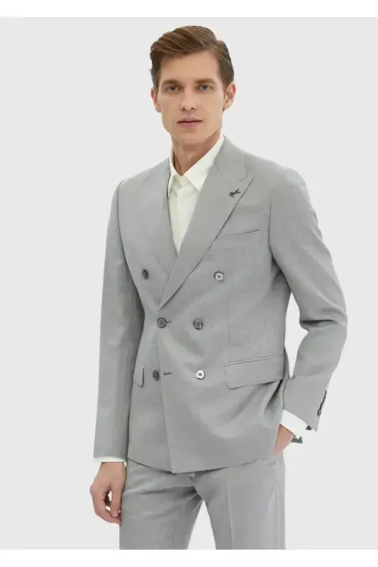 Light Grey Plain %100 Wool Suit - RAMSEY