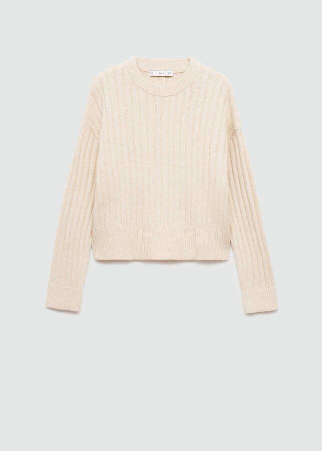 Light grey ribbed knitted sweater - 7