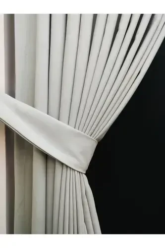 Light Grey Solid Color Backdrop Curtain, Flat Sewing without Pleats, Buckram Gathering, Single Panel-Light Grey - 1