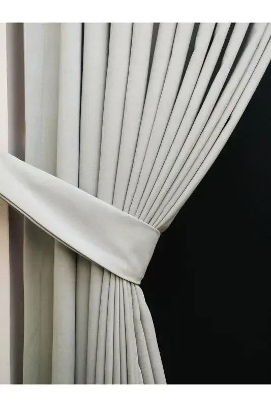 Light Grey Solid Color Backdrop Curtain, Flat Sewing without Pleats, Buckram Gathering, Single Panel-Light Grey - 1