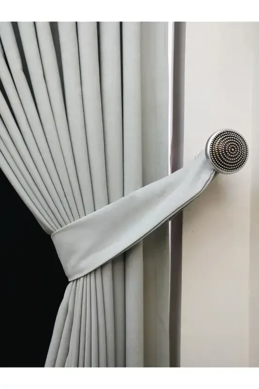 Light Grey Solid Color Backdrop Curtain, Flat Sewing without Pleats, Buckram Gathering, Single Panel-Light Grey - 3