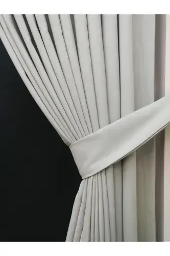 Light Grey Solid Color Backdrop Curtain, Flat Sewing without Pleats, Buckram Gathering, Single Panel-Light Grey - 5