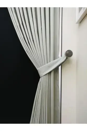 Light Grey Solid Color Backdrop Curtain, Flat Sewing without Pleats, Buckram Gathering, Single Panel-Light Grey - 8