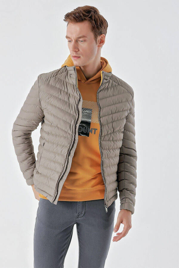 Light Grey Water Repellent Windproof Dynamic Fit Relaxed Fit Puffer Jacket - 10