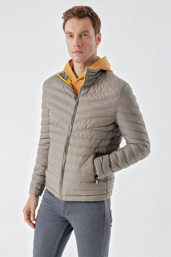 Light Grey Water Repellent Windproof Dynamic Fit Relaxed Fit Puffer Jacket - 12