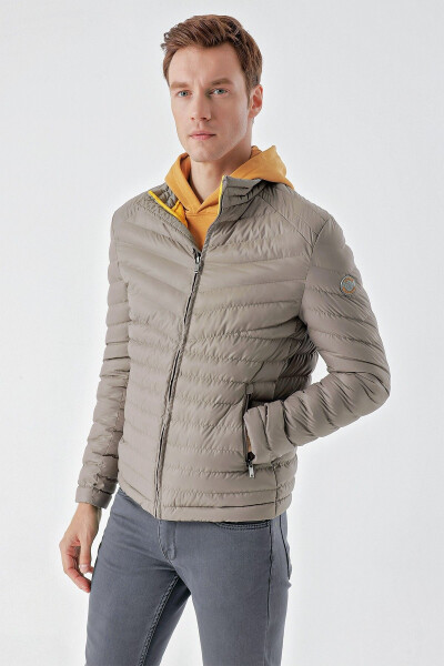 Light Grey Water Repellent Windproof Dynamic Fit Relaxed Fit Puffer Jacket - 4