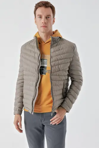 Light Grey Water Repellent Windproof Dynamic Fit Relaxed Fit Puffer Jacket 