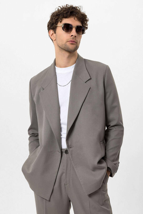 Light Khaki Double-Breasted Flap Pocket Men's Blazer Jacket - 10