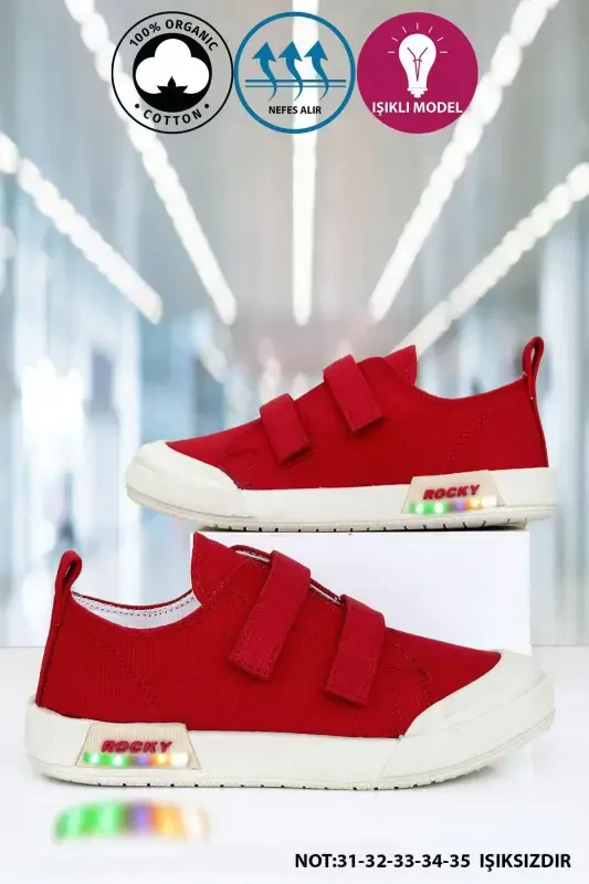 Light Linen Unisex Kids Shoe-Red - 1