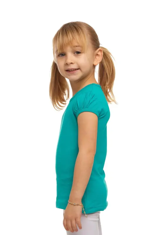 Light Petroleum Basic Girls Crew Neck Watermelon Sleeve T-Shirt - ATLANTIS - 3