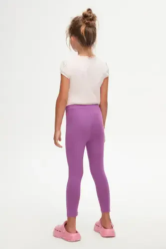 Light Pink Basic Girls Crew Neck Cap Sleeve T-shirt - BRIGHT PINK - 3