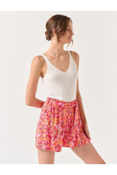 Light Pink High Waisted Floral Shorts - 13