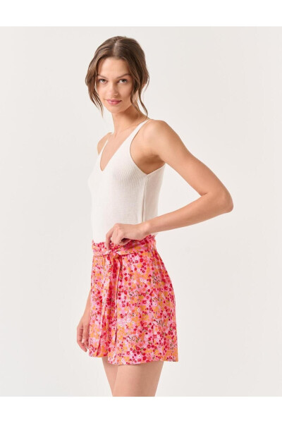 Light Pink High Waisted Floral Shorts - 16