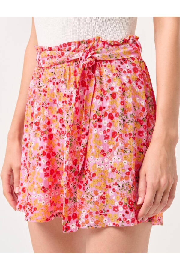 Light Pink High Waisted Floral Shorts - 20