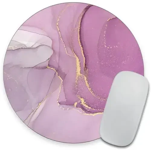 Light Purple Marble Round Mouse pad Customized Mousepad Non-Slip Rubber Base Mouse Pads for Computers Laptop Office Desk Accessories Mouse pad - 1
