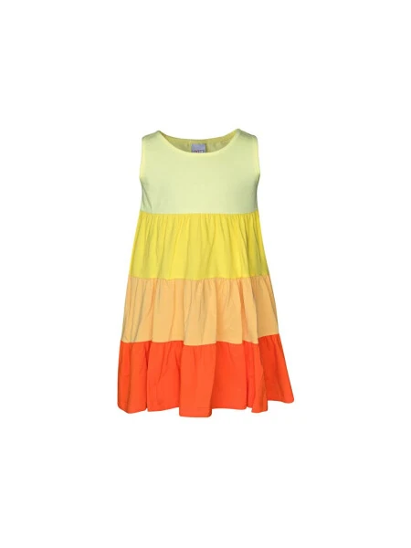 Light Yellow-Orange Girl Colorful Layered Gathered Strappy Dress-Orange - LC WAIKIKI