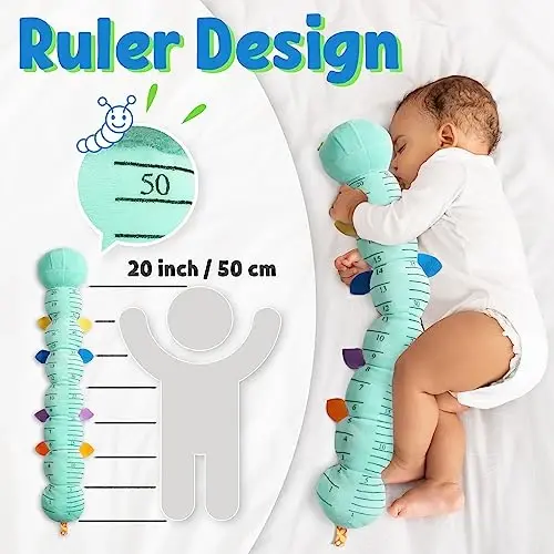 LIGHTDESIRE Baby Toys Musical Caterpillar,Infant Stuffed Animal Toy with Crinkle and Rattles,Soft Sensory Toys with Textures for Tummy Time Newborn Boys Girls 0 3 6 12 Months(Blue) - 5