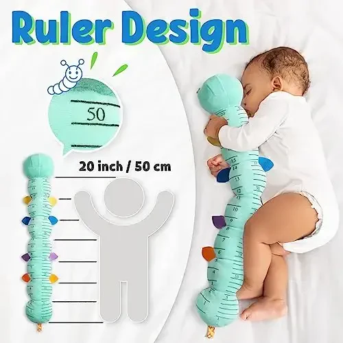 LIGHTDESIRE Baby Toys Musical Caterpillar,Infant Stuffed Animal Toy with Crinkle and Rattles,Soft Sensory Toys with Textures for Tummy Time Newborn Boys Girls 0 3 6 12 Months(Blue) - 5