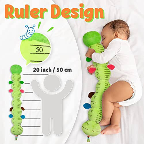 LIGHTDESIRE Baby Toys Musical Caterpillar,Infant Stuffed Animal Toy with Crinkle and Rattles,Soft Sensory Toys with Textures for Tummy Time Newborn Boys Girls 0 3 6 12 Months(Green) - 5