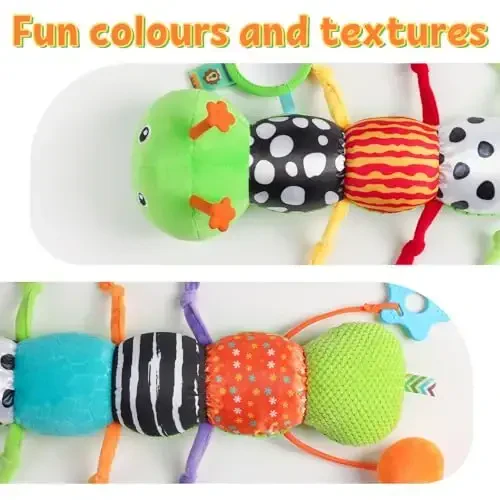 LIGHTDESIRE Baby Toys Musical Caterpillar,Infant Toys Stuffed Animals with Ruler Design,Mirror,Pull String&Ring Bell,Baby Teething Toy for Tummy Time Toy Newborn Boy Girl 3 6 12 Months(Grass Green) - 6