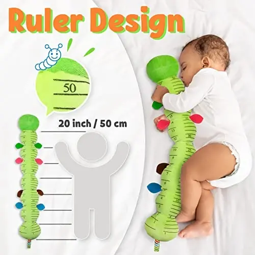 LIGHTDESIRE Chaqaloq O'yinchoqlari Musiqiy Qurt, Go'daklar uchun Peluş Hayvon O'yinchoqlari Xirxirlash va Chınqıraklar bilan, Yumshoq Sensorli O'yinchoqlar Qorin Vaqti Yangi Tug'ilgan O'g'il Bolalar Qizlar 0 3 6 12 Oy (Yashil) - 5