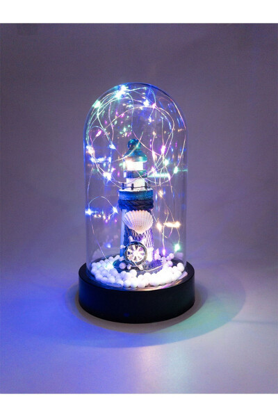 Lighthouse in a Glass Dome with RGB LED Light Decorative Lamp, Birthday Gift for Friend or Lover - 1