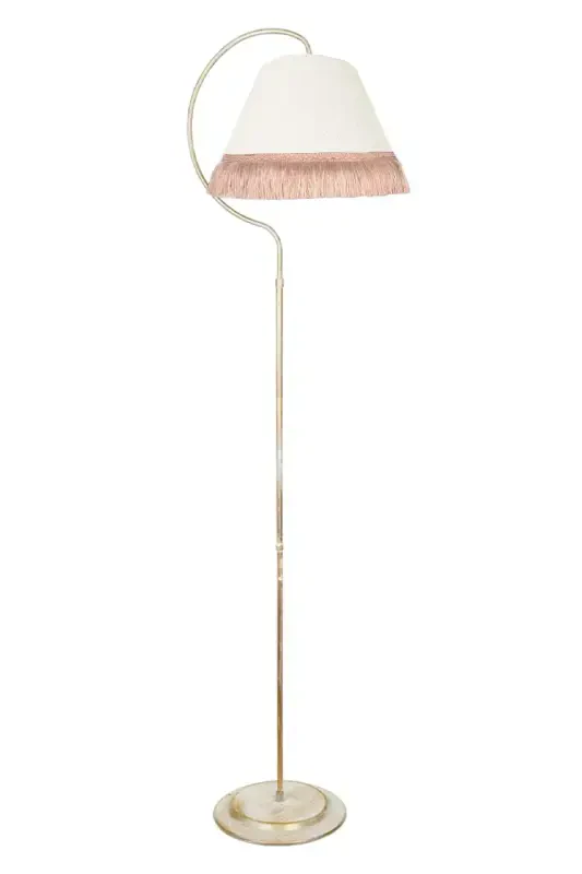 Lighting Floor Lamp Çise Cream Yellow Patina Lampshade Cream Hat Yellow Tassel - 4