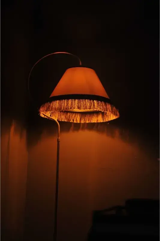 Lighting Floor Lamp Çise Cream Yellow Patina Lampshade Cream Hat Yellow Tassel - 7