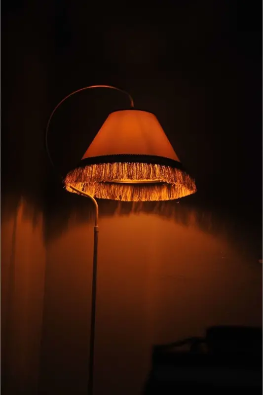 Lighting Floor Lamp Çise Cream Yellow Patina Lampshade Cream Hat Yellow Tassel - 7