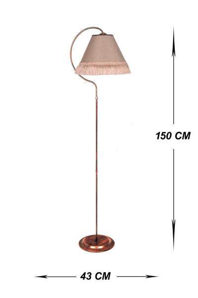 Lighting Floor Lamp Çise Ellipse Black Copper Patina Lampshade Rose Pink Tassel Pink - 3