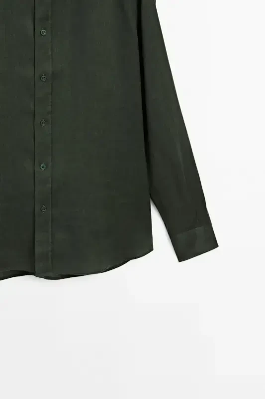 Lightweight 100% linen shirt-KHAKI - 2