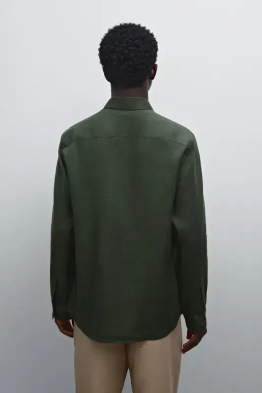 Lightweight 100% linen shirt-KHAKI - 6
