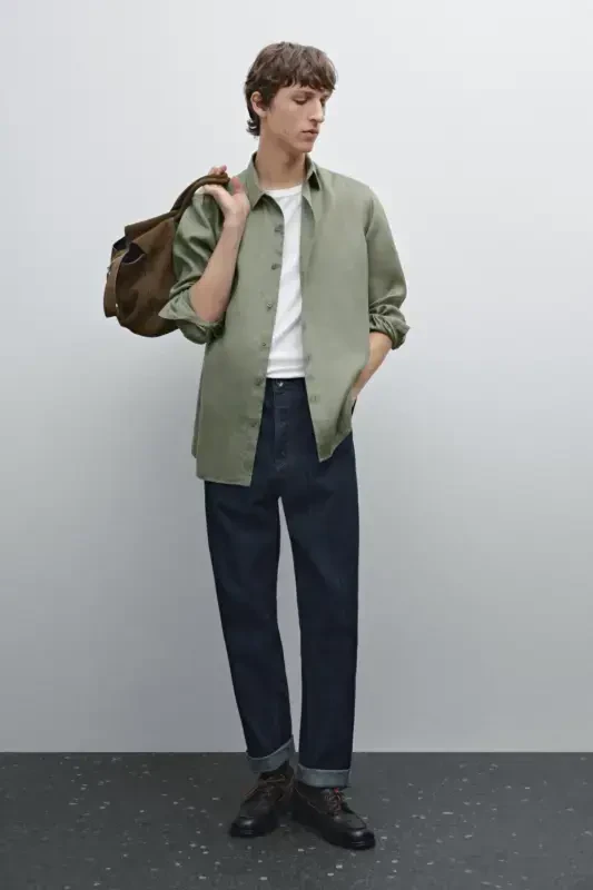 Lightweight 100% linen shirt-LIGHT GREEN - 2